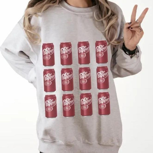 Classic Dr.Pepper 23 Sweatshirt, Yummy Dr.Pepper Cans Sweatshirt, Trendy Soft Drink Sweatshirt for Women Cotton Womenswear