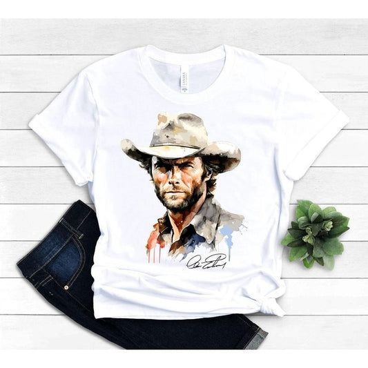 Clint Eastwood Fan Art Shirt, Spaghetti Western Movie Lover Gift, Clint Eastwood Tee, Gift for Dad, Wild West T-Shirt, Classic Hollywood Tee
