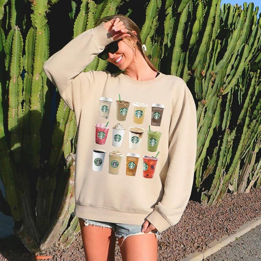 Coffee Drinks, Photo Grid Sweatshirt, Trend