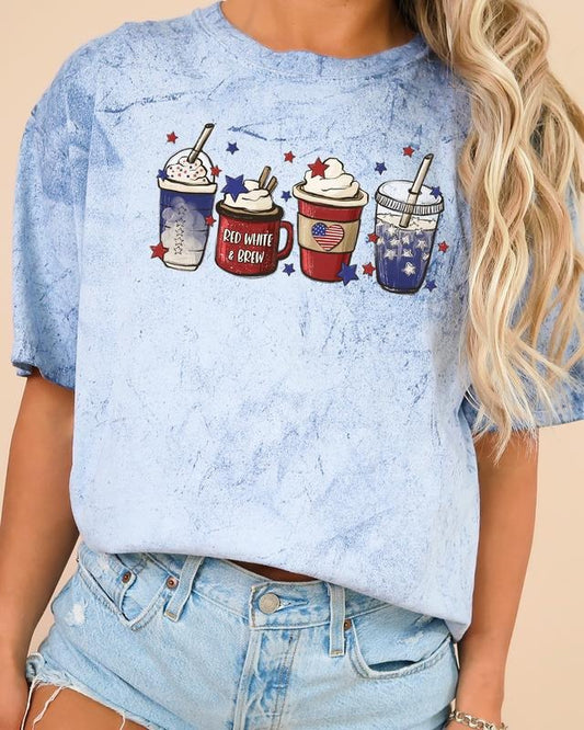 Coffee Lovers, America, Patriotic, 4th of July Color Blast, Comfort Colors Tshirt, Women's Comfort Color Tee, Tshirt