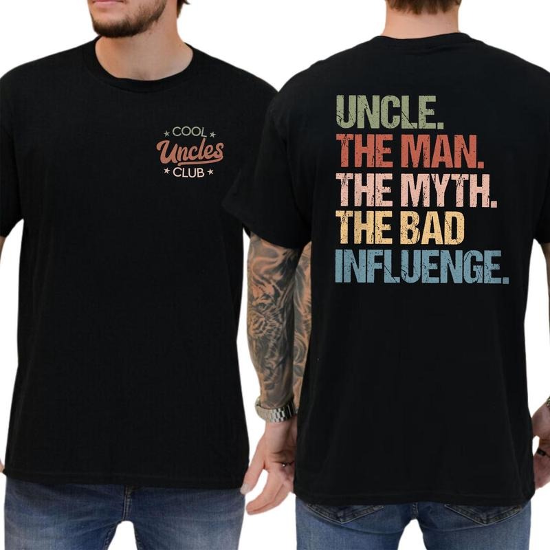 Cool Uncles Club Funny 2 Sides T-shirt Soft Fabric Short Sleeve Shirt Cotton Top Menswear