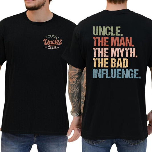 Cool Uncles Club Funny 2 Sides T-shirt Soft Fabric Short Sleeve Shirt Cotton Top Menswear