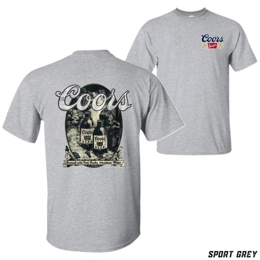 Coors Beer Vintage T-shirt - Classic Retro Coors Logo And Beer Bottle Design 100% Cotton Tiktok Shop Store Comfortable Unisex Casual Tee For Beer Lovers - Menswear Tops