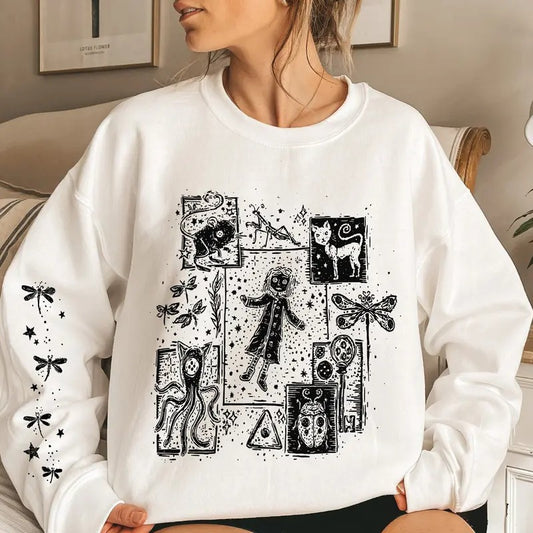 Cor.ralinee Sweatshirt, Button Eyes shirt, Dreaming of Coralinee, Cora.line famous horror movie Sweater, Halloween Horror Character Shirt, Halloween Crewneck gift for girlfriends, Coral.inee Cat Hoodie