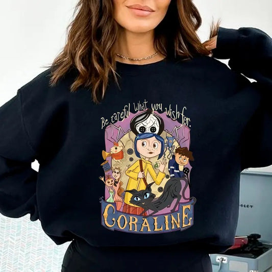 Coraline Movie Shirt, Vintage Horror Halloween T-Shirt, Coraline Fans Shirt, Cartoon Movie Sweatshirt, Funny Cartoon Shirt, Gift For Friends