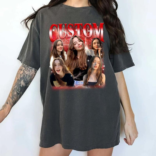 Custom Rap Tee Comfort Colors Shirt, Vintage Custom Photo Graphic Tee, Vintage 90s Couple Unhinged Tees, Funny Gifts For Boysfriend, Gifts For Her