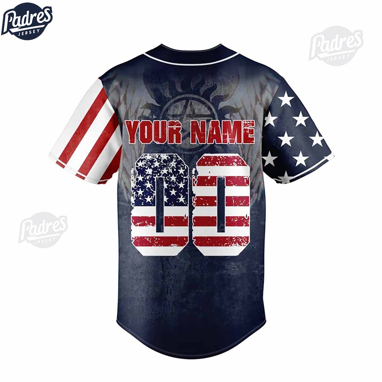 Custom Supernatural Winchester Brothers American Flag Baseball Jersey - Padres Jersey Oasis: Elevate Your Baseball Style Game