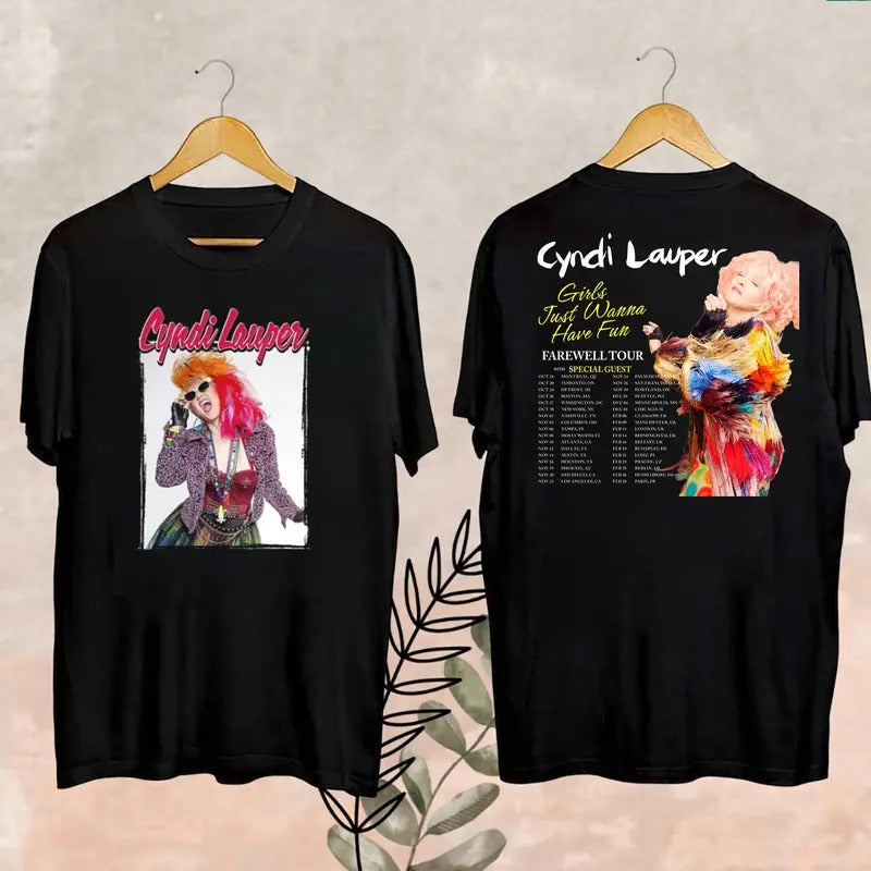 Cyndi Lauper Graphic Shirt, Cyndi Lauper Girl Just Wanna Have Fun Farewell Tour 2024 T-Shirt, Cyndi Lauper Fan Gifts, Cyndi Lauper Merch
