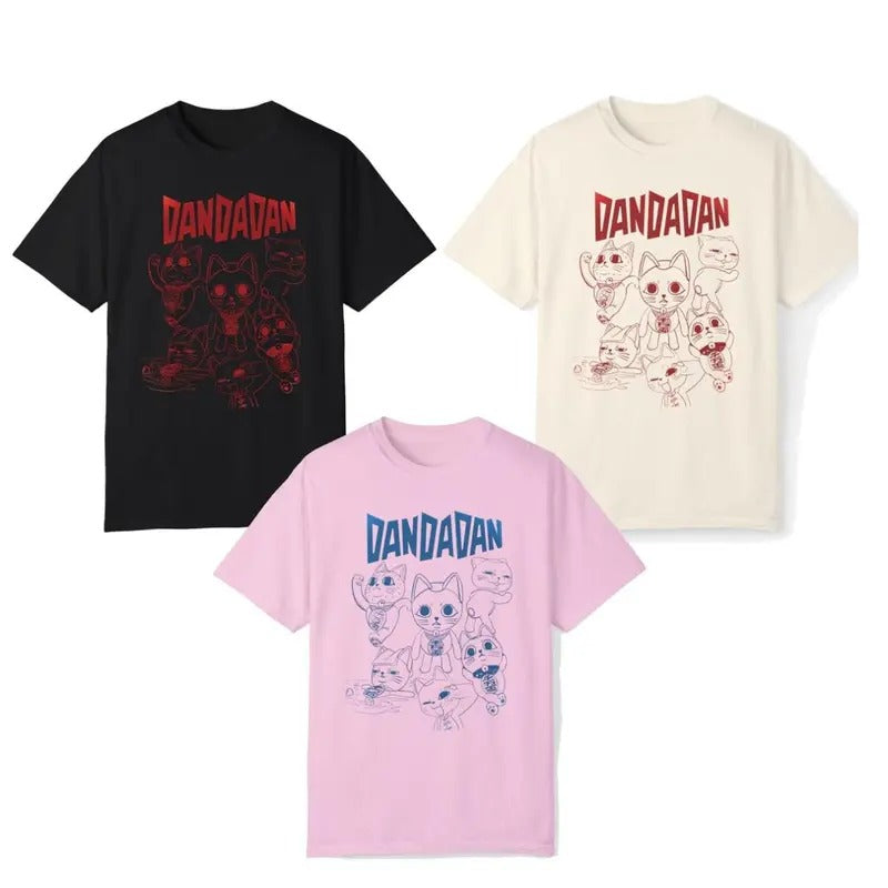 Dandadan Cat Anime Cute Funny Manga T-Shirt, Turbo Granny Unisex Tee, Kawaii Graphic Shirt, Humorous Top, Unique Gift for Anime
