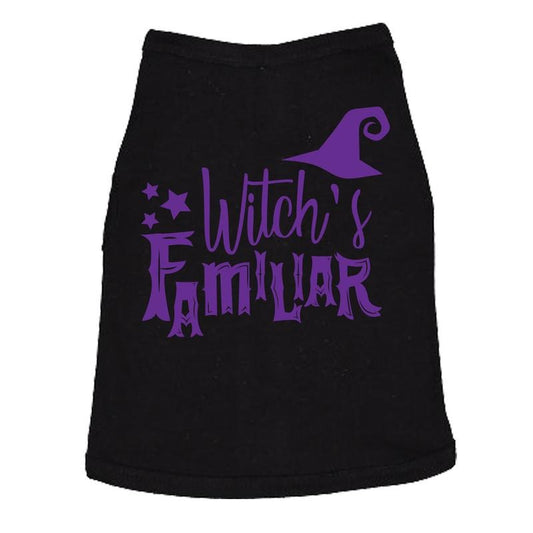 Dog Shirt Witch's Familiar T Shirt Funny Halloween Dog Clothes For Family Pet Halloween Shirt For Dogs Funny Dog Puppy Shirt Black