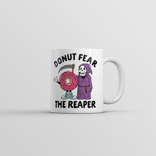 Donut Fear The Reaper Mug Funny Sarcastic Graphic Novelty Coffee Cup-11oz Funny Coffee Mugs Ceramic Printed Drinkware Cup