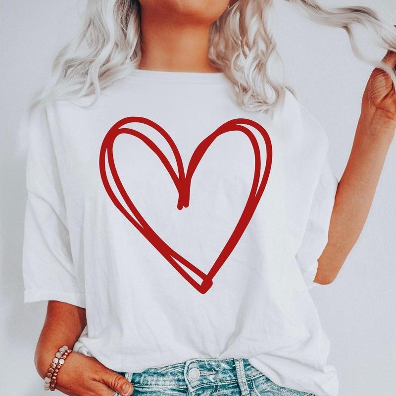 Double Heart, Sketch, Doodle, Love, Comfort Colors Tshirt, Valentine's Day, Valentine's Day Comfort Colors Tshirt, Women's Graphic Tee, Love, Heart, Cupid