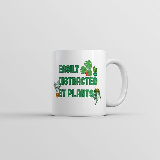 Easily Distracted By Plants Mug Funny Novelty Plant Coffee Cup-11oz Funny Coffee Mugs Ceramic Printed Drinkware Cup
