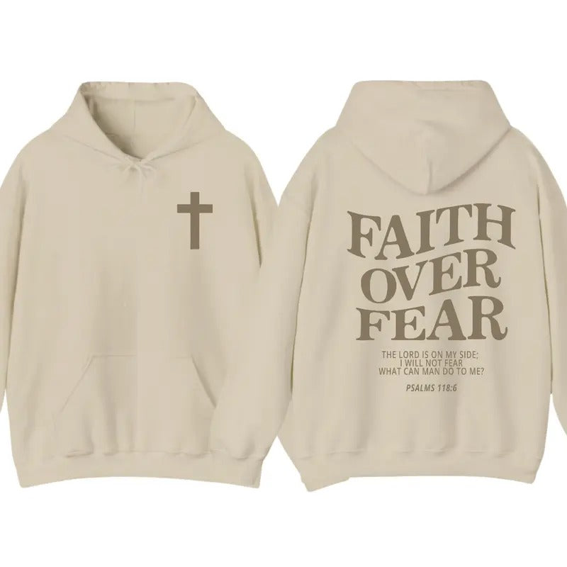 Faith Over Fear 2 Sided Hoodie, Christian Hoodie For Women And Men, Trendy Shirt
