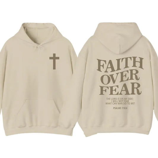 Faith Over Fear 2 Sided Hoodie, Christian Hoodie For Women And Men, Trendy Shirt