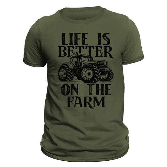 Farming Tractor Life Is Better On The Farm Men's T-Shirt Casual Classic