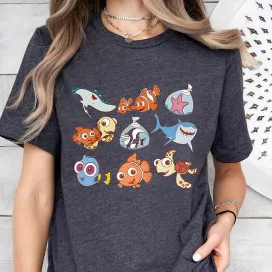 Finding Dory Nemo Character Portrait Graphic Sweatshirt T Shirt, Family Matching Shirt, Magic Kingdom Tee