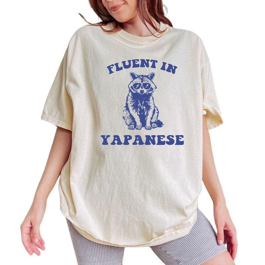 Fluent In Yapanese Meme Tee, Born To Yap Funny Graphic Tee Women, Meme Unhinged Shirts, Professional Yapper T-shirts, Comfy Oversized Graphic Tee, Unisex Meme Outfits, Women's Tops, Womenswear, Cotton Fabric Relaxed Fit Chic Style