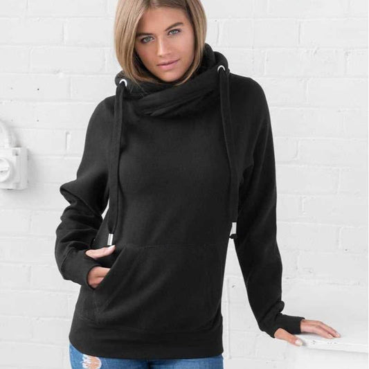 Funnel Neck Sweatshirt Cowl Neck Winter Pullover Womens Pink Hoodie Gift for Her Fall Sweatshirt Gray Pullover