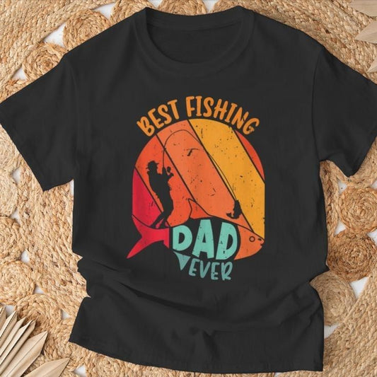 Funny Fathers Day Shirts, Gift for Dad, Best Fishing Dad Ever Fathers Day Dad Fishing T-Shirt - Casual Basic Smooth