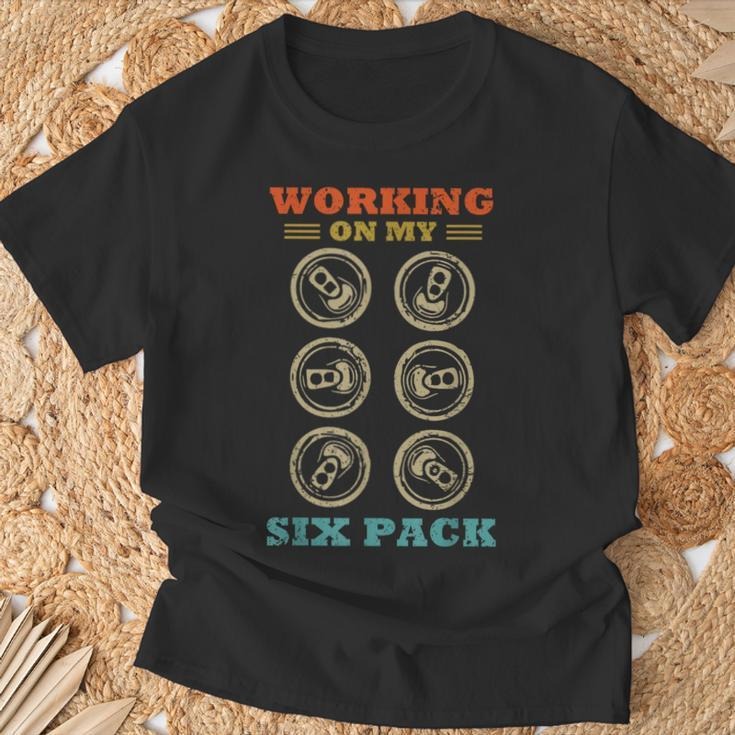 Funny Fathers Day Shirts, Gift for Dad, Dad Bod Working On My Six Pack Fathers Day Vintage Men T-Shirt