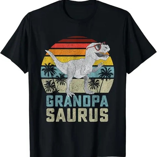 Funny Grandpa Shirt, Gift For Grandfather, Grandpa Saurus Family Matching T-Shirt Menswear Casual Cotton Top