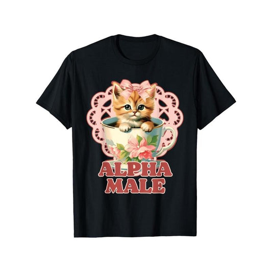 Funny Kitten Graphic Cotton Tee for Men - Perfect Christmas Gift, Soft & Comfortable Short Sleeve Shirt, Black, Sizes S-XXXL  made in usa