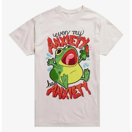 Funny Meme Shirt, Anxious Frog Gift Unisex T-Shirt Casual Fabric