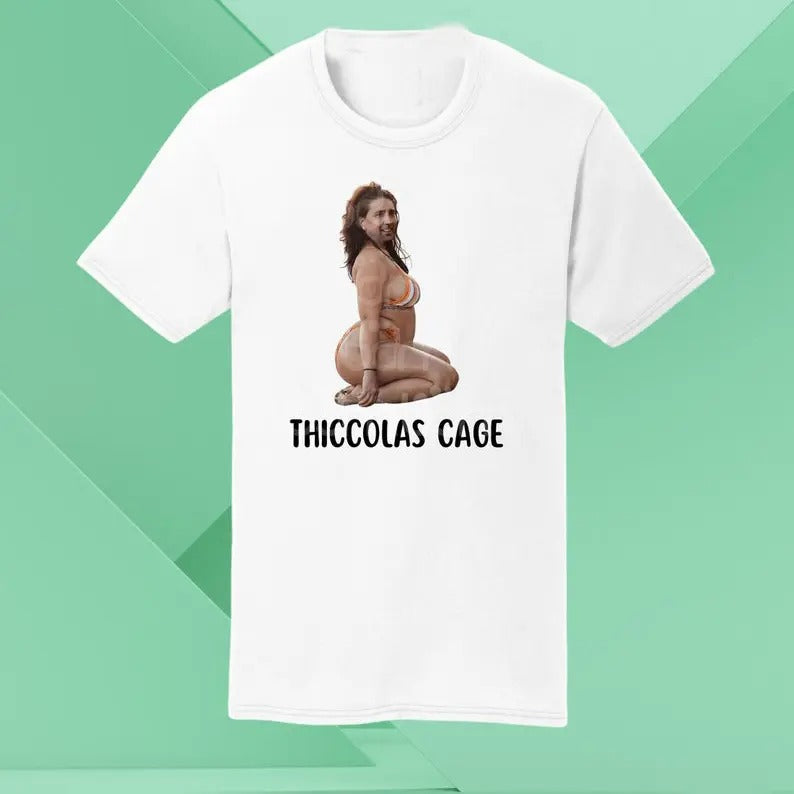 Funny Meme Shirt, Thiccolas Cage Tee, Gift Unisex T-Shirt