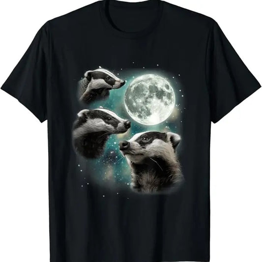 Funny Meme Shirts For Men, 3 Howling Badgers Funny Meme T-Shirt Menswear Top