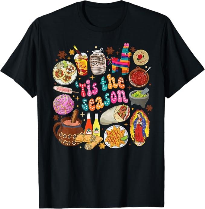 Funny Mexican Christmas Shirt, Christmas Gift, Christmas Tis The Season Xmas Mexican Food Funny Tamales T-Shirt - Menswear Top