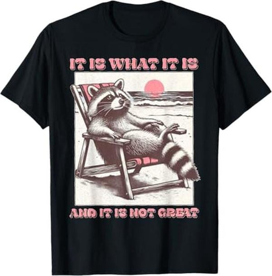 Funny Raccoon Shirt, It Is What It Is And It Is Not Great Funny Raccoon Relax T-Shirt For Men - Available from size S to 5XL Vintage Raccoon