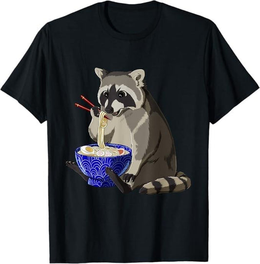 Funny Raccoon Shirt, Japanese Noodles Kawaii Ramen Bowl Funny Raccoon T-Shirt For Men - Available from size S to 5XL Vintage Raccoon