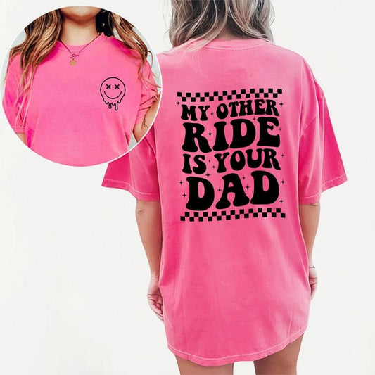 Funny Ride Women Tee, Humor Graphic Tee For Wife, Funny Wifey T-shirt, Women's Tops, Womenswear, Cotton Fabric Relaxed Fit Chic Style