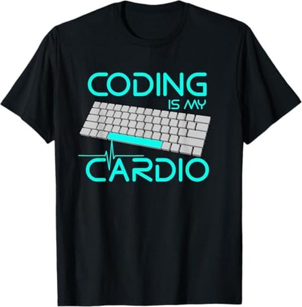 Funny Sarcastic Engineering Gift Shirt, Funny Software Engineer - Coding Is My Cardio T-Shirt - Menswear Casual Cotton