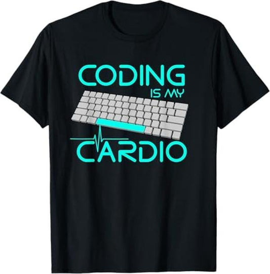 Funny Sarcastic Engineering Gift Shirt, Funny Software Engineer - Coding Is My Cardio T-Shirt - Menswear Casual Cotton
