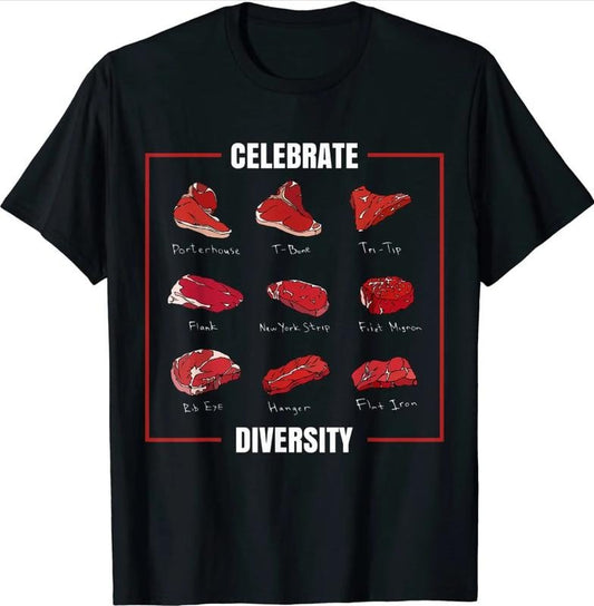 Funny Steak Shirt Celebrate Diversity Types of Steak Lovers T-Shirt Menswear Top  Underwear  Tshirt