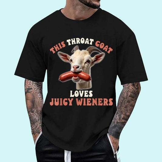 Funny Throat Goat Swallows Juicy Wieners Inappropriate Adult Unisex T-Shirt, Cotton 100%, Top Trending Fashion