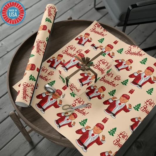Funny Trump Christmas Wrapping Paper for Gifts - Let's Go Brandon Gift - Funny Santa Trump Wrapping Paper Christmas