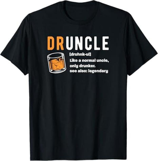 Funny Uncle Shirts, Gifts For Uncle, Best Uncle Druncle Definition T-Shirt - Menswear Casual Cotton Classic Fabric Top