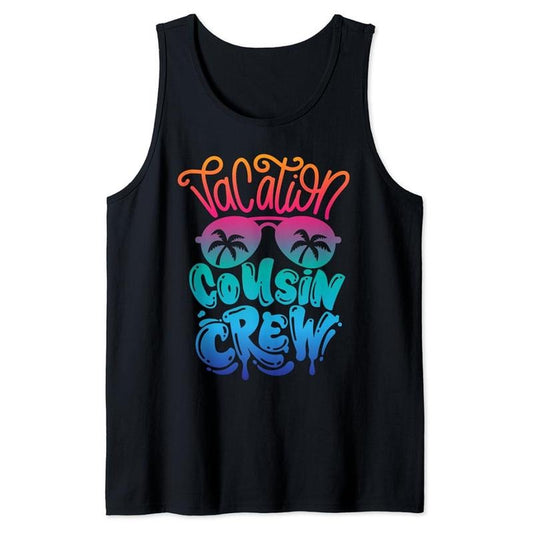 Funny Vacation Tank Top, Cousin Crew Family Summer Vacation Beach Cruise Sunglasses Tank Top Unisex Casual Cotton