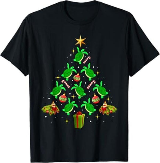 Funny Xmas Men Women Family T-Shirt, Funny Sea Turtle Christmas Tree Tee Xmas Gifts For Men Women T-Shirt - Menswear Top