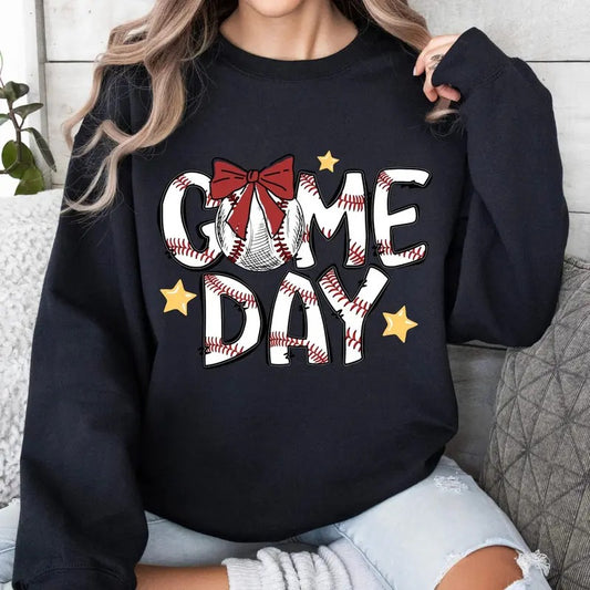 Game Day Baseball Coquette - Baseball Brushstroke Sweatshirt in Various Colors with Baseball Theme
