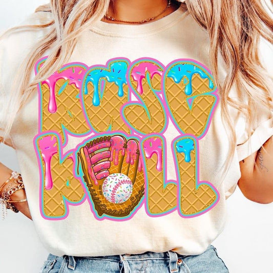 Game Day Baseball Mama Tee tshirt, Ice Cream Print Drip Shirt, Trendy Outfit tshirt