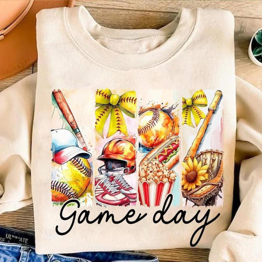 Game Day Softball Coquette Bow Mama , Softball Mom  Sweatshirt Classic