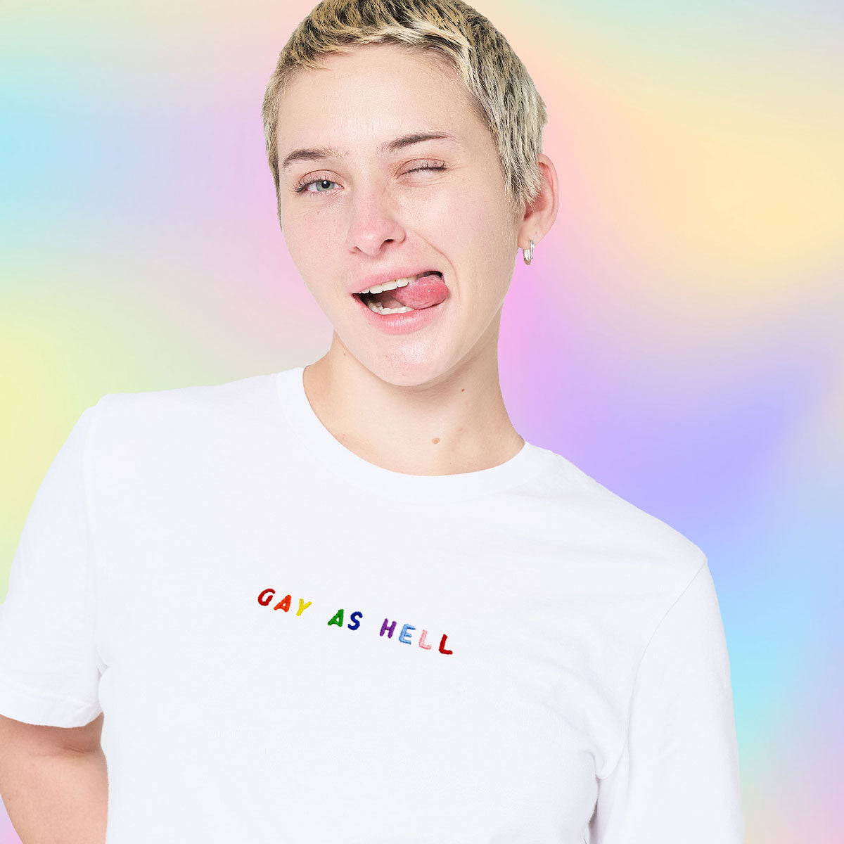 Gay As Hell Embroidery Detail T-Shirt