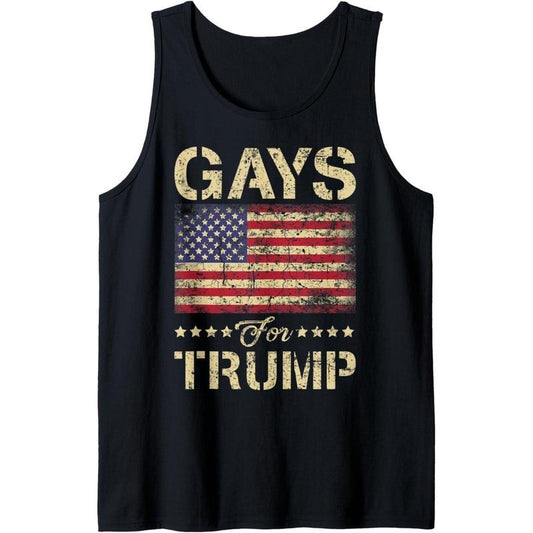 Gays For Trump Stars and Stripes American Flag Tank Top made in USA