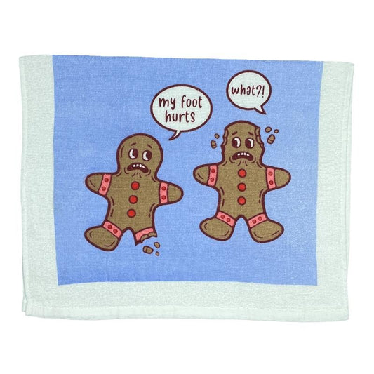 Gingerbread Foot Hurts Funny Christmas Cookie Tea Towel Funny Dish Towels Soft Adsorbent Tea Towel