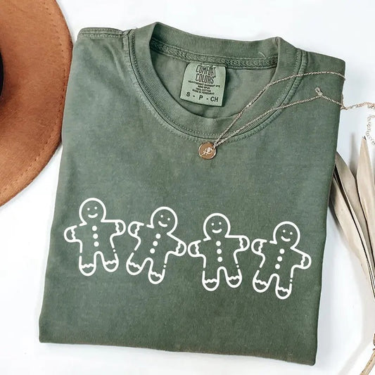 Gingerbread Men, Christmas, Cute, Classic, Traditional, Winter, Santa Tshirt, Christmas Comfort Colors Tshirt, Women's Graphic Tee, Xmas, Santa, Winter, Snow