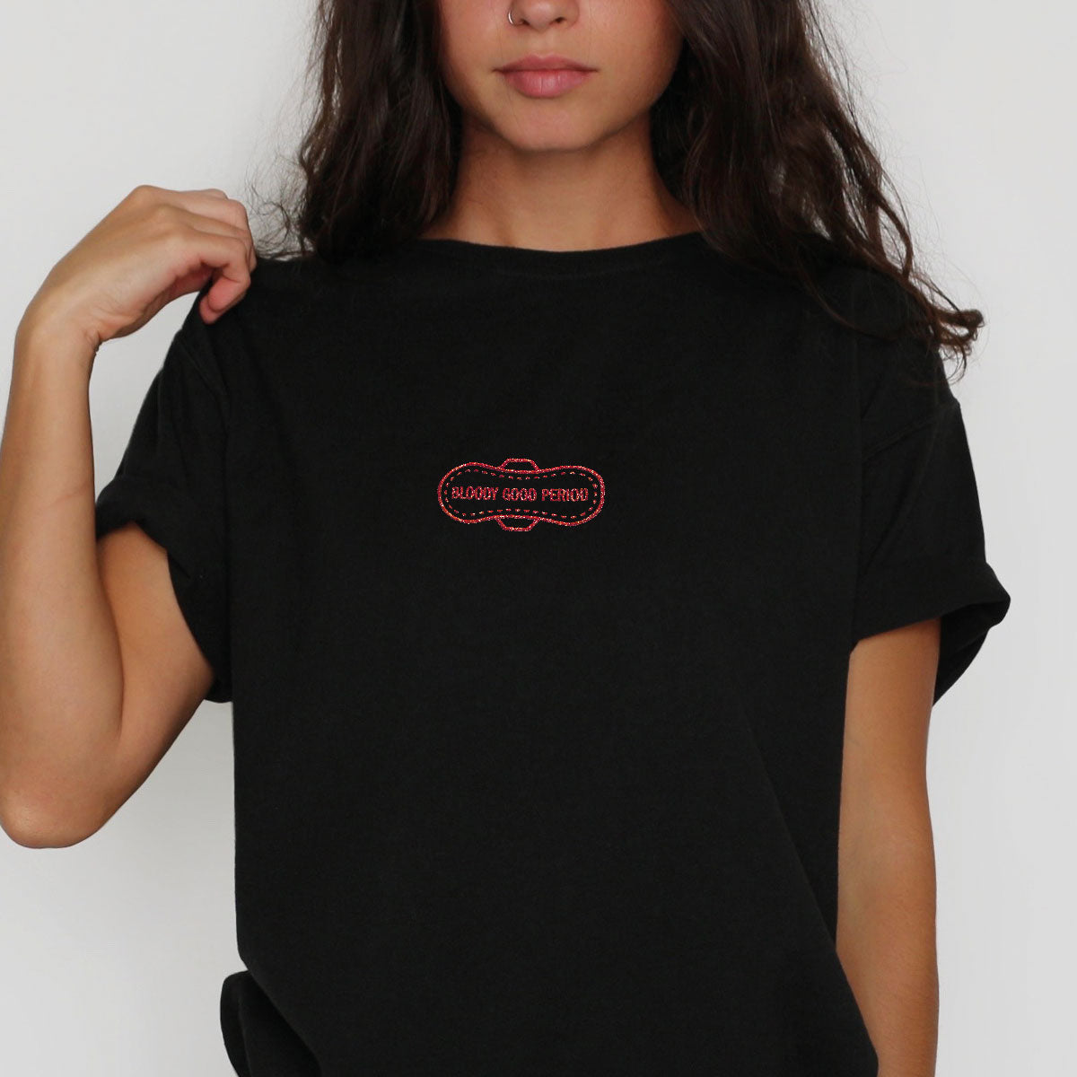 Glitter Bloody Good Period Logo Embroidered T-Shirt